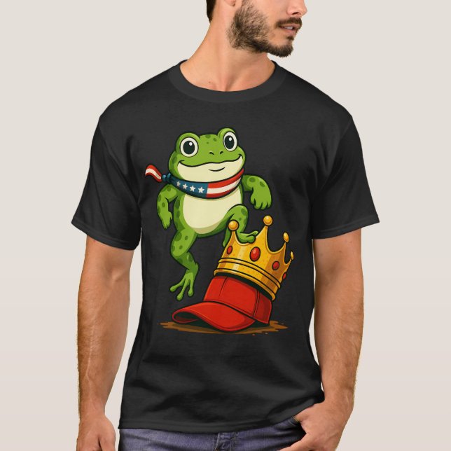 Frog No Kings Men Women No Kings in America T-Shirt (Front)