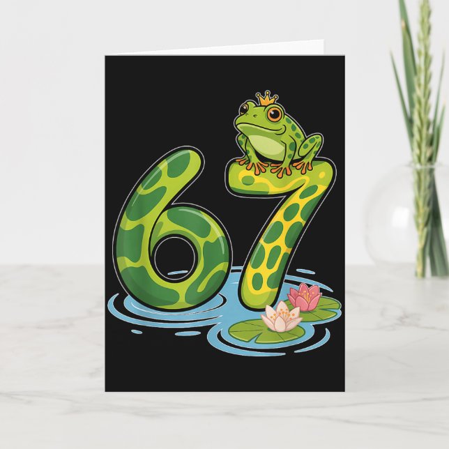 Frog Number 67 Or 67th Birthday Cool Meme Six Seve Card (Front)
