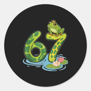 Frog Number 67 Or 67th Birthday Cool Meme Six Seve Classic Round Sticker