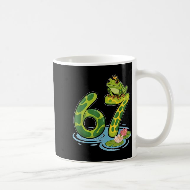 Frog Number 67 Or 67th Birthday Cool Meme Six Seve Coffee Mug (Right)