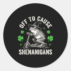 Frog off to cause shenanigans st patricks day funn classic round sticker