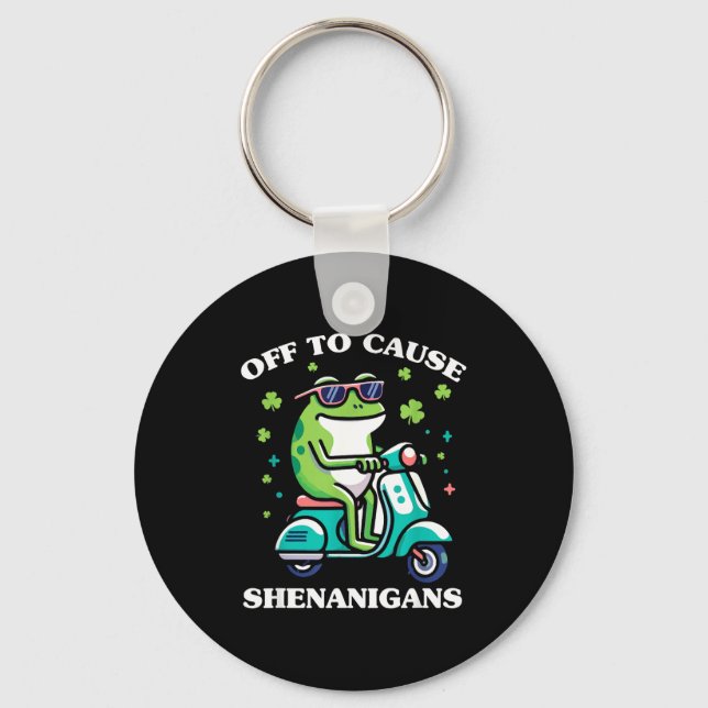 Frog off to cause shenanigans st patricks day funn key ring (Front)