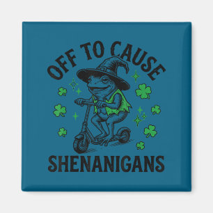 Frog off to cause shenanigans st patricks day funn magnet