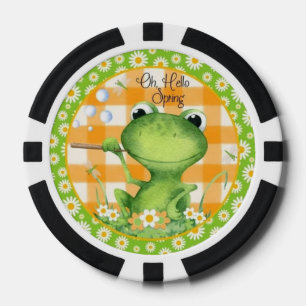 Frog “Oh, Hello Spring”   Fun Seasonal  Poker Chips