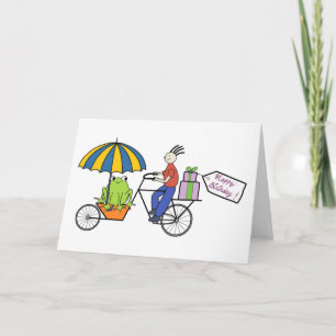 frog on a bike birthday card