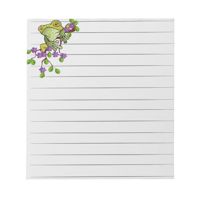Frog on a Branch of Flowers Notepad (Front)