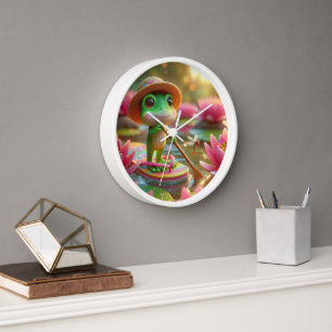 Frog On A Flip-Flop In a Pond Clock