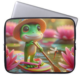 Frog On A Flip-Flop In a Pond Laptop Sleeve