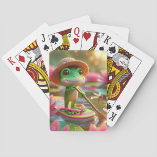 Frog On A Flip-Flop In a Pond Playing Cards