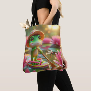 Frog On A Flip-Flop In a Pond Tote Bag