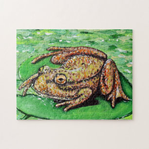 Frog on a Lily Pad Painting Jigsaw Puzzle