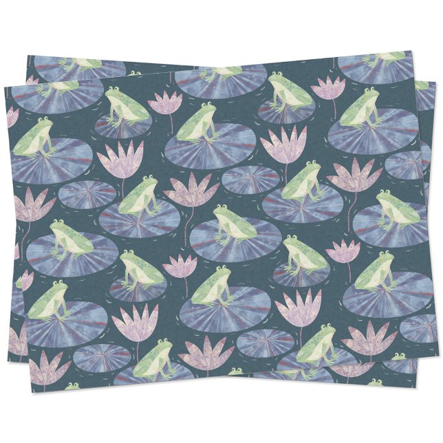 Frog on a Lily Pond Tissue Paper (Frogs on lily leaves pattern tissue paper)