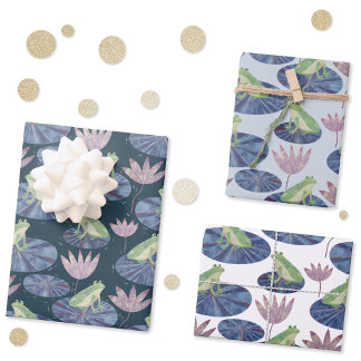 Frog on a Lily Pond Wrapping Paper Sheet