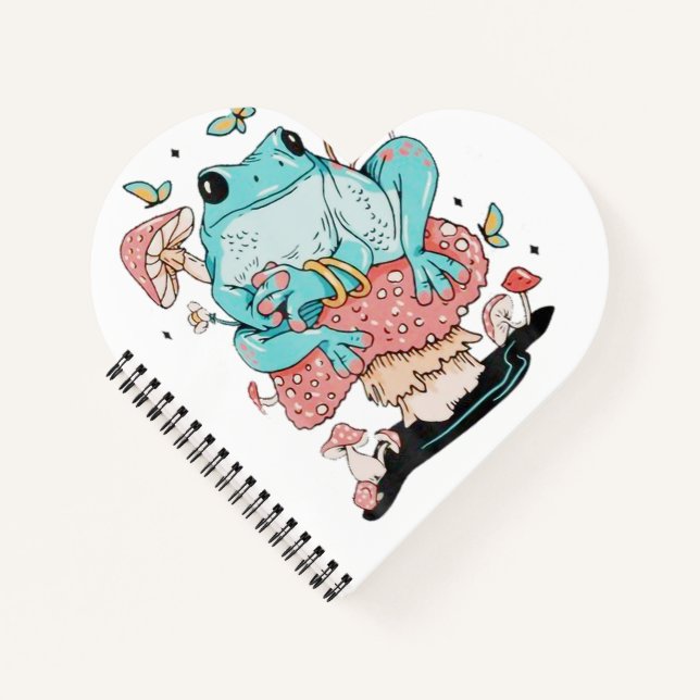 Frog On A Mushroom, Cute Frog Notebook (Front)