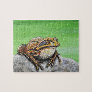 Frog on a Rock painting Jigsaw Puzzle