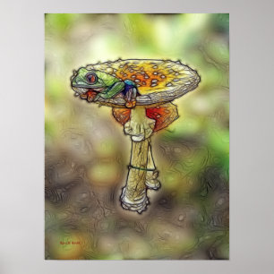 Frog on a Stool Poster