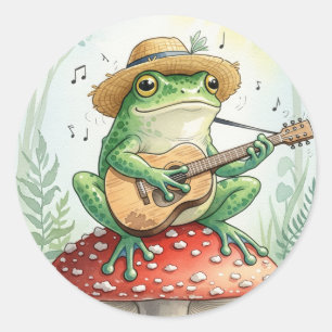 Frog on a Toadstool Classic Round Sticker