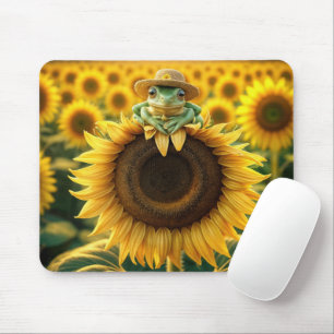 Frog on a Yellow Sunflower Mouse Mat