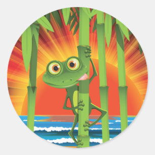 Frog On Bamboo Stickers