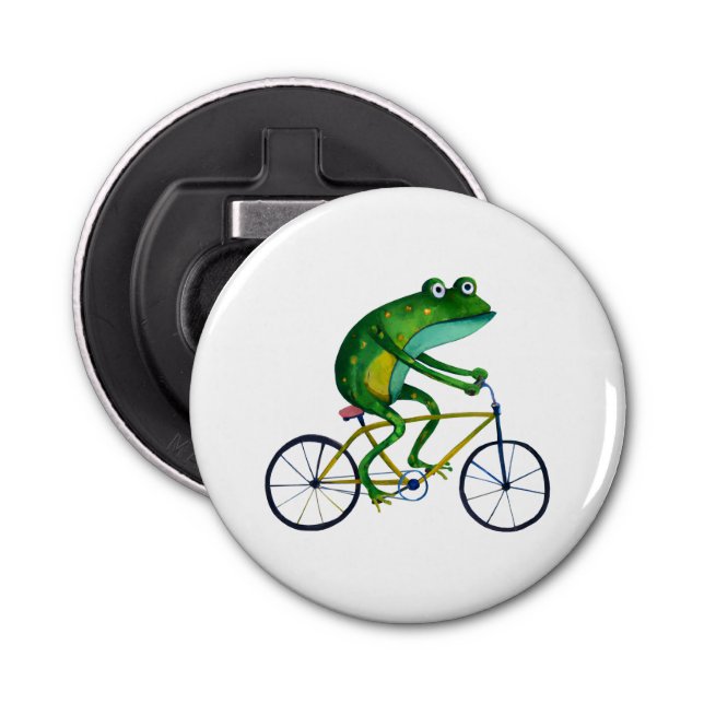 Frog On Bicycle Bottle Opener (Front)