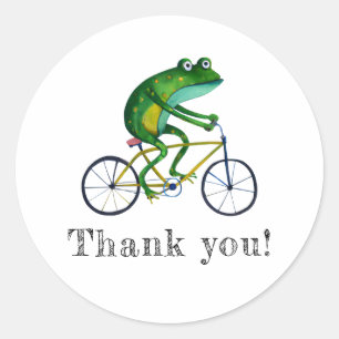 Frog On Bicycle Classic Round Sticker