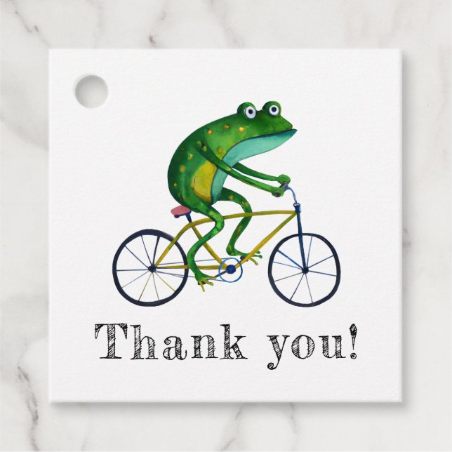 Frog On Bicycle Favour Tags (Front)