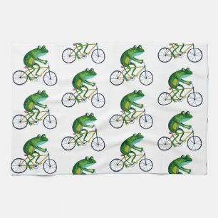 Frog On Bicycle Tea Towel
