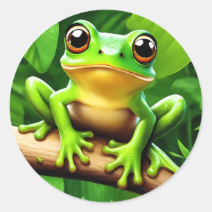 Frog on branch Nature Art Classic Round Sticker