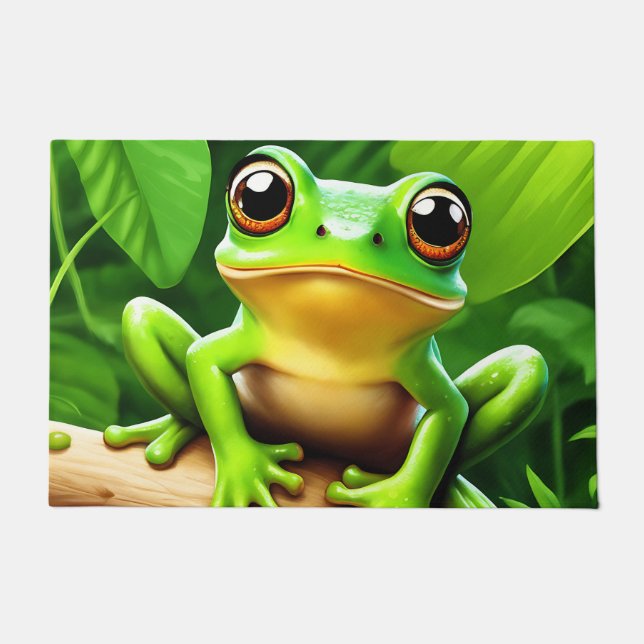 Frog on branch Nature Art Doormat (Front)