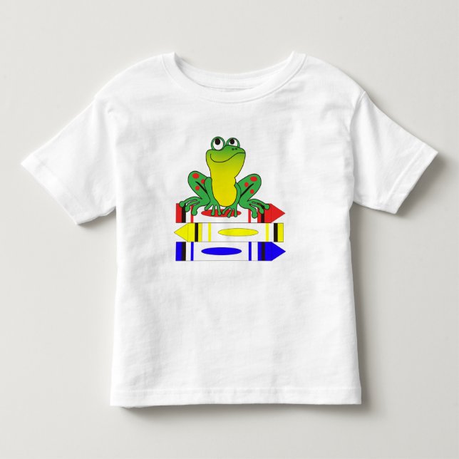 Frog on Crayons Toddler T-Shirt (Front)
