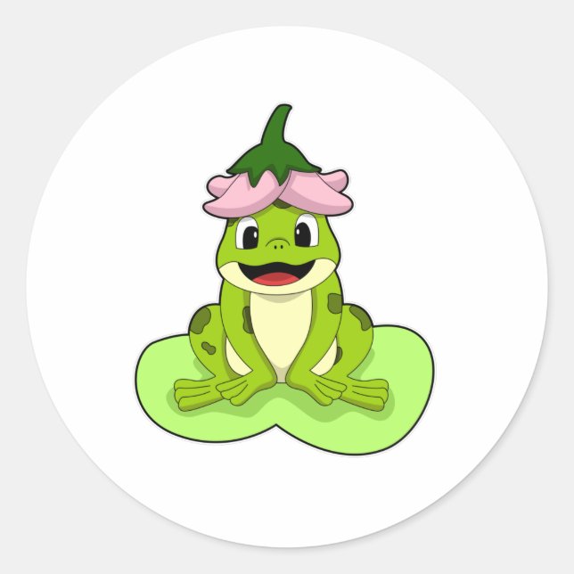Frog on Leaf Classic Round Sticker (Front)