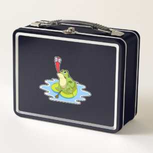 Frog on Leaf with Insect Metal Lunch Box