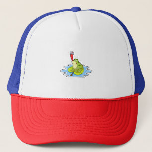 Frog on Leaf with Insect Trucker Hat