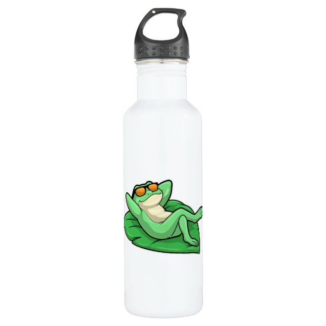 Frog on Leaf with Sunglasses 710 Ml Water Bottle (Front)