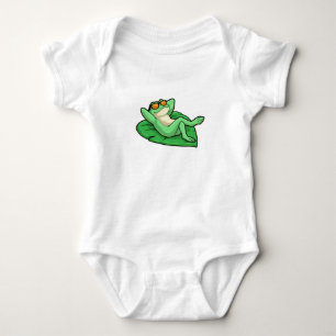 Frog on Leaf with Sunglasses Baby Bodysuit