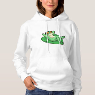 Frog on Leaf with Sunglasses Hoodie