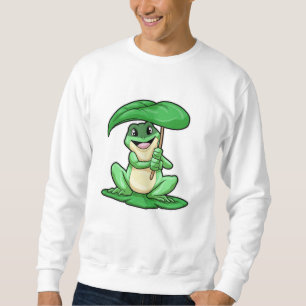 Frog on Leaf with Umbrella Sweatshirt