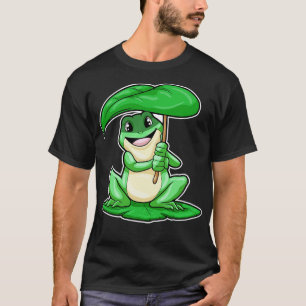Frog on Leaf with Umbrella T-Shirt