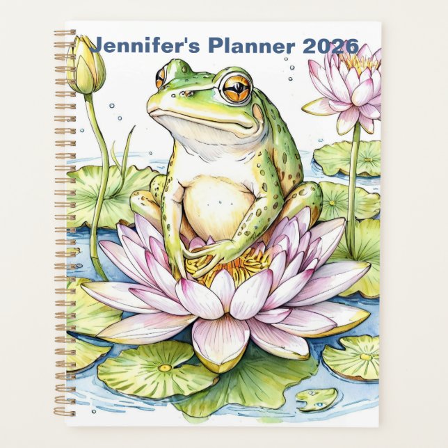 Frog on Lily Pad 2026 , Whimsical Frog,   Planner (Front)
