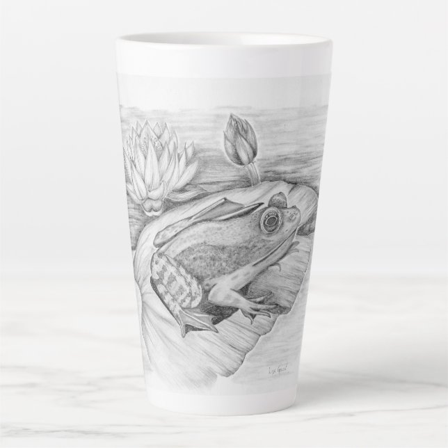 Frog on Lily Pad Latte Mug (Front)