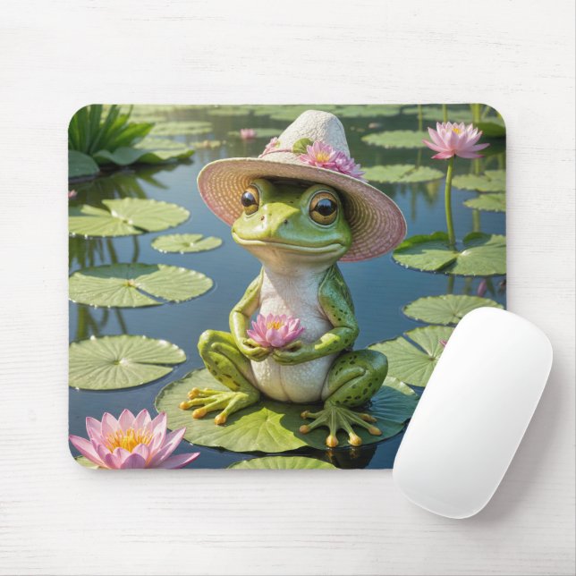 Frog On Lily Pad Mouse Mat (With Mouse)