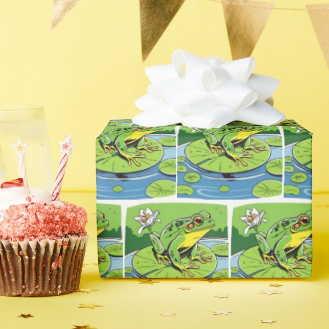 Frog On Lily Pad Wrapping Paper (Birthday Party)