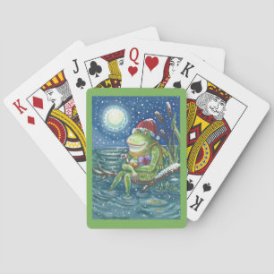 FROG ON LOG, CHRISTMAS DECK OF PLAYING CARDS Green