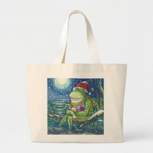 Frog On Log CHRISTMAS TOTE BAG