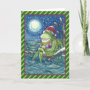 FROG ON LOG HOLIDAY CHRISTMAS GREETING CARD Verse