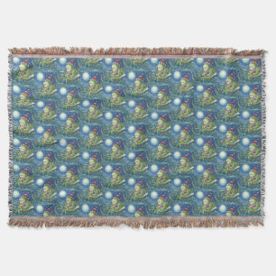 FROG ON LOG SANTA, CHRISTMAS THROW BLANKET