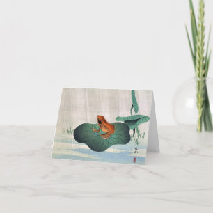 Frog on Lotus Leaf by Ohara Koson Thank You Card
