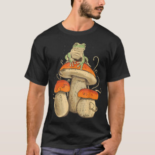Frog on Mushroom cottagecore mens womens graphic T-Shirt
