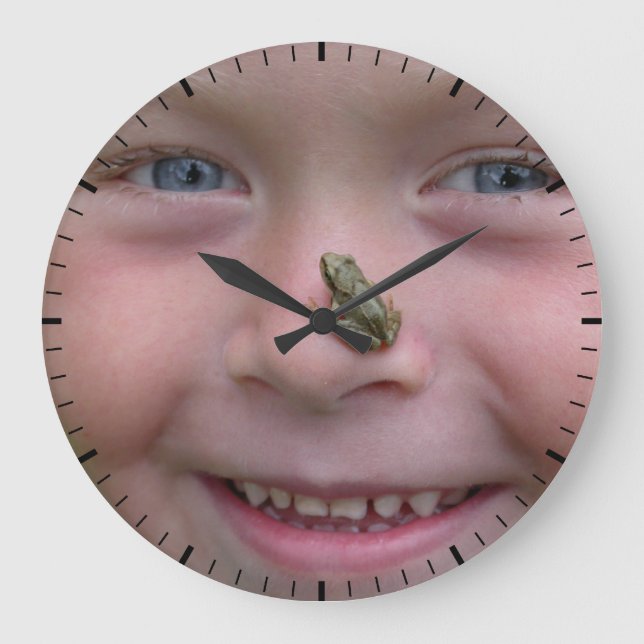Frog On Nose Large Clock (Front)