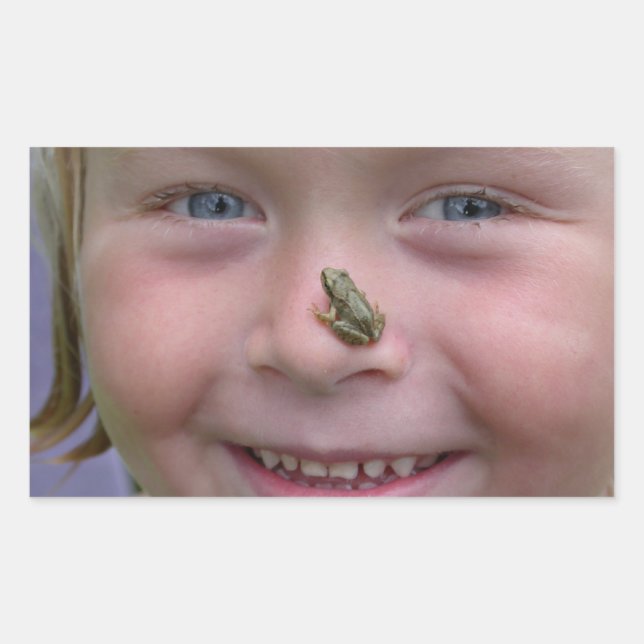 Frog On Nose Rectangular Sticker (Front)